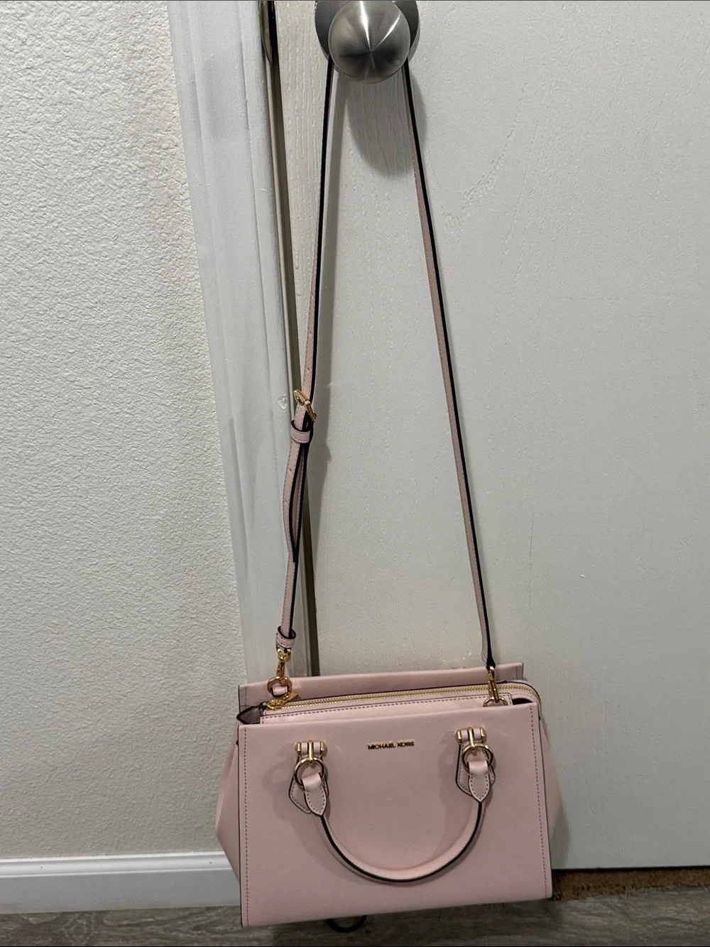 Michael Kors Blush Pink Structured Satchel with Convertible Strap